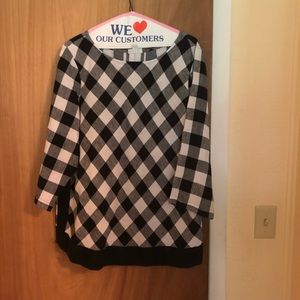 JJill buffalo plaid linen top